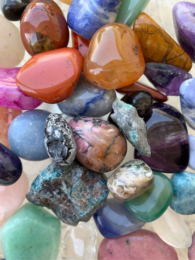 colorful healing crystals