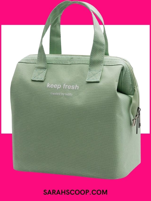 mziart green simple lunch bag