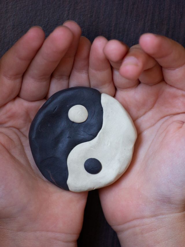 yin yang symbol in persons palms