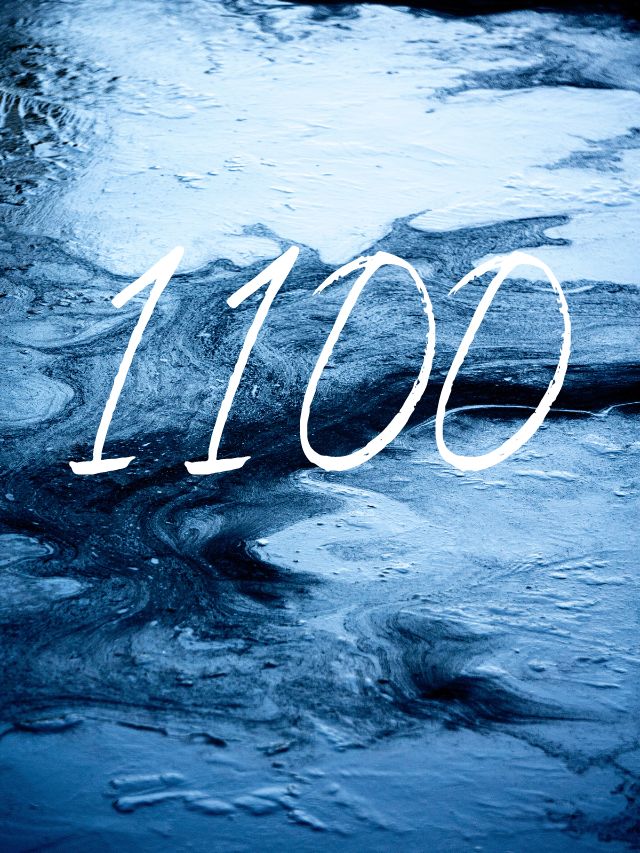 angel number 1100 on blue background
