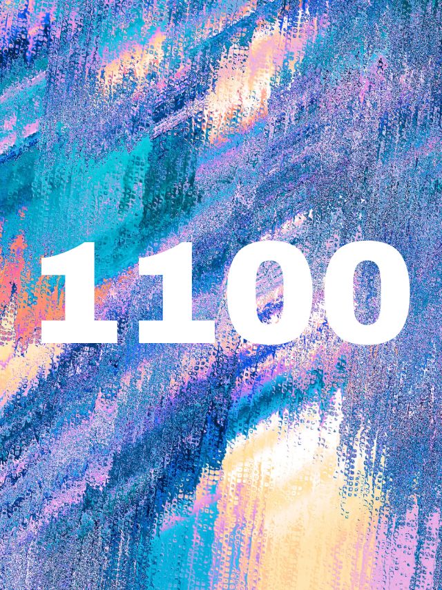 1100 angel number meaning on colorful background