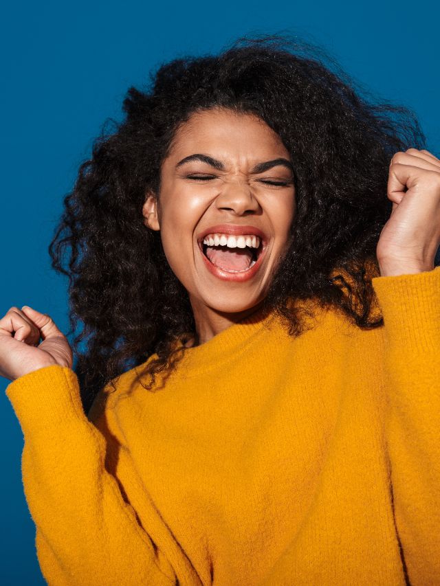 excited screaming woman