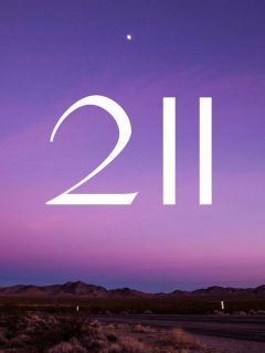 A purple sky with the words 211 on it.