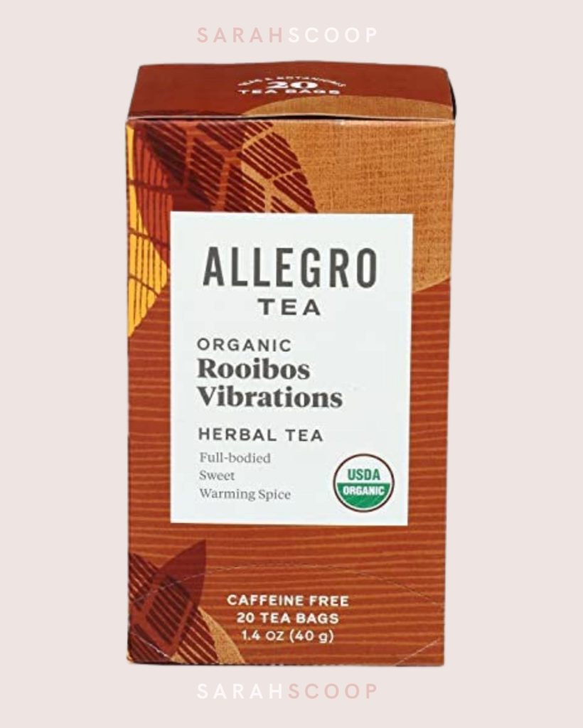 Allegro Rooibos Vibrations organic and herbal tea caffeine free best tea for allergy relief