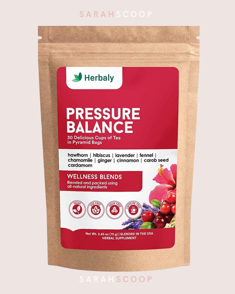 Herbaly pressure balance tea wellness blend with 30 tea pyramid bags