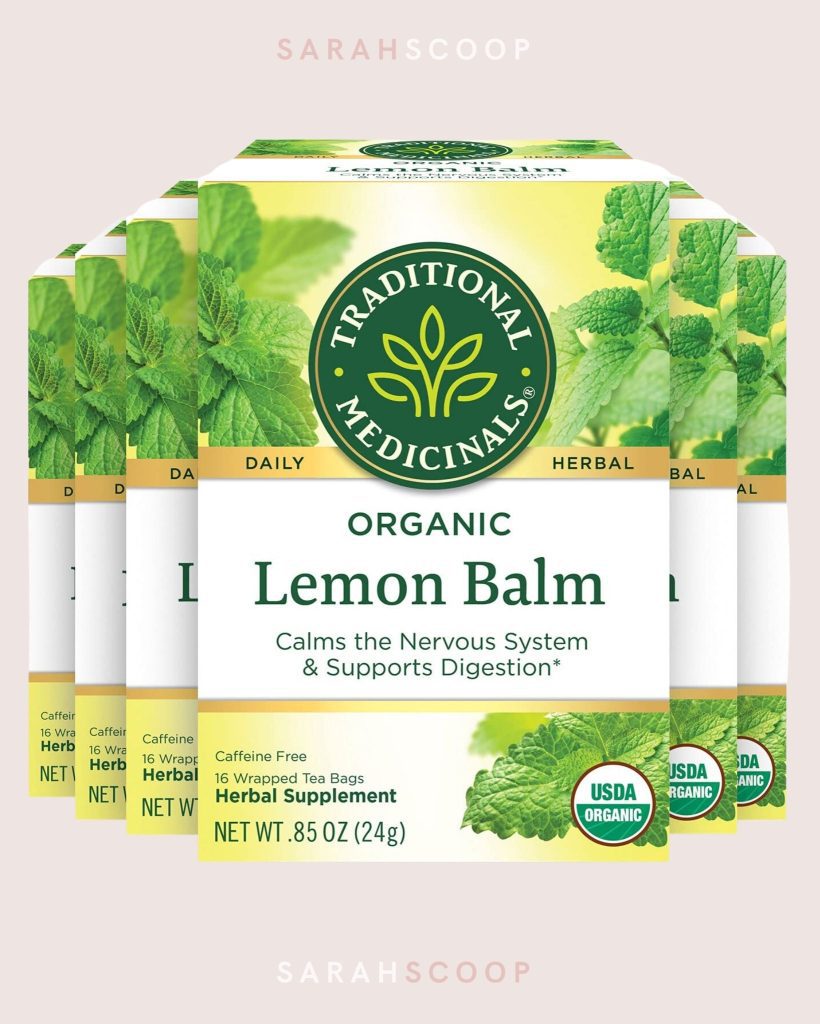 Traditional medicinals organic lemon balm tea with 16 wrapped tea bags