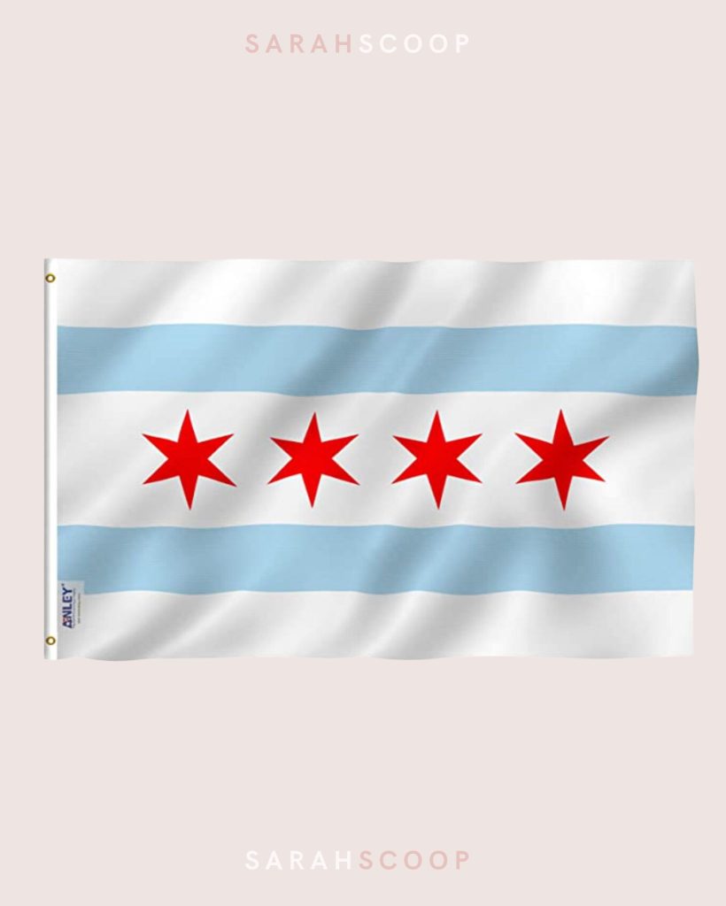 city of chicago flag with blue stripes and 4 red stars