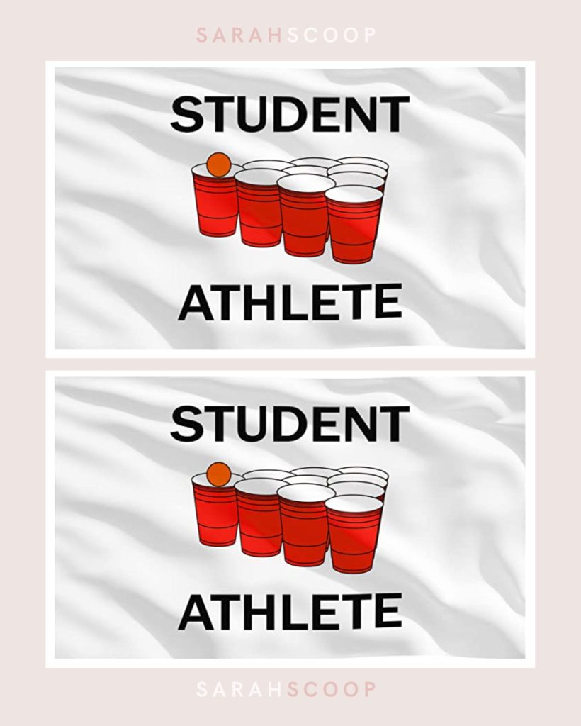 student athlete flag with red solo cups