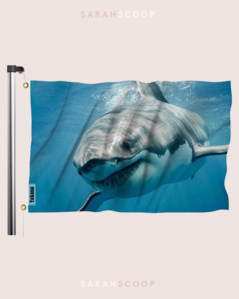 great white shark dorm room flag