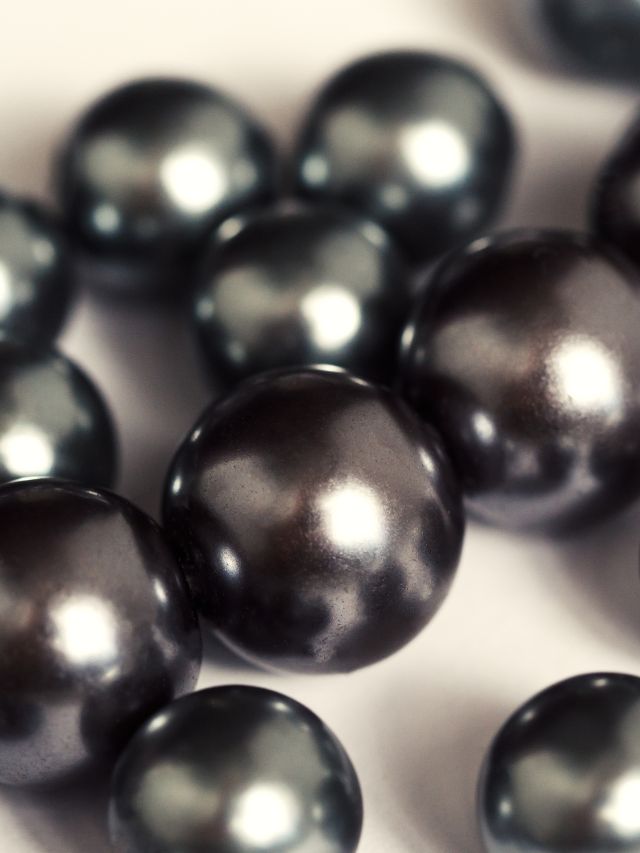 closeup of black pearls