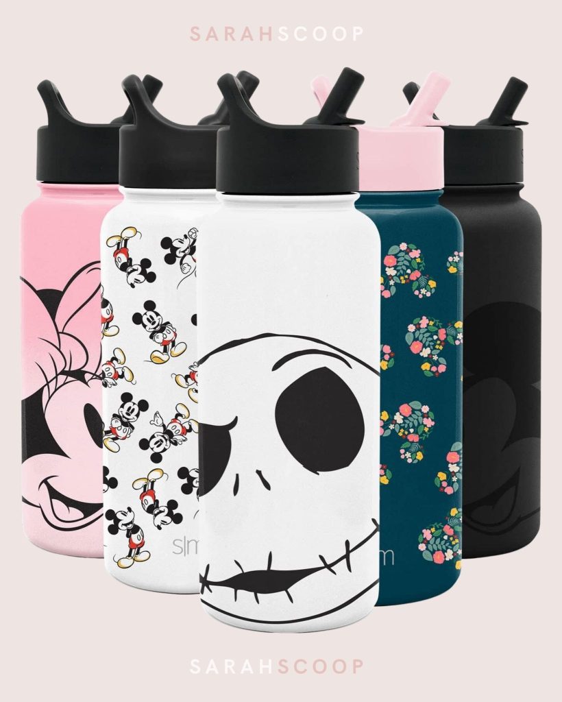 simple modern Disney themed water bottle in an array of colors and designs 