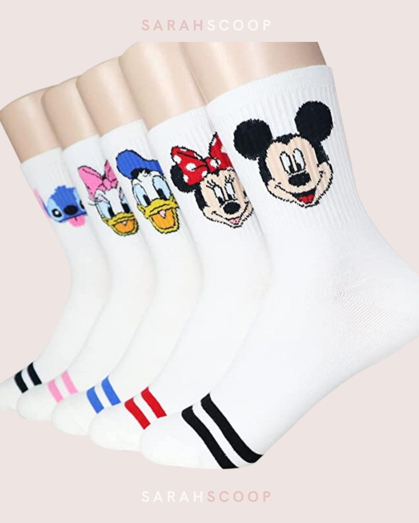 disney character crew socks with mickey mouse minnie mouse donald duck daisy duck and stitch