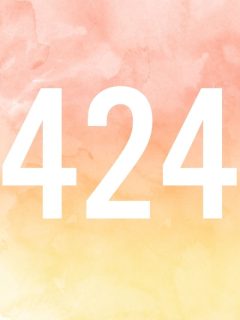 A watercolor background with the number 424 written on it, symbolizing the essence of numerology.