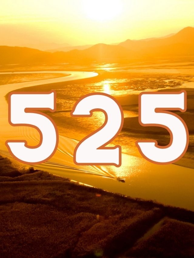 525 number on a landscape background of a lake