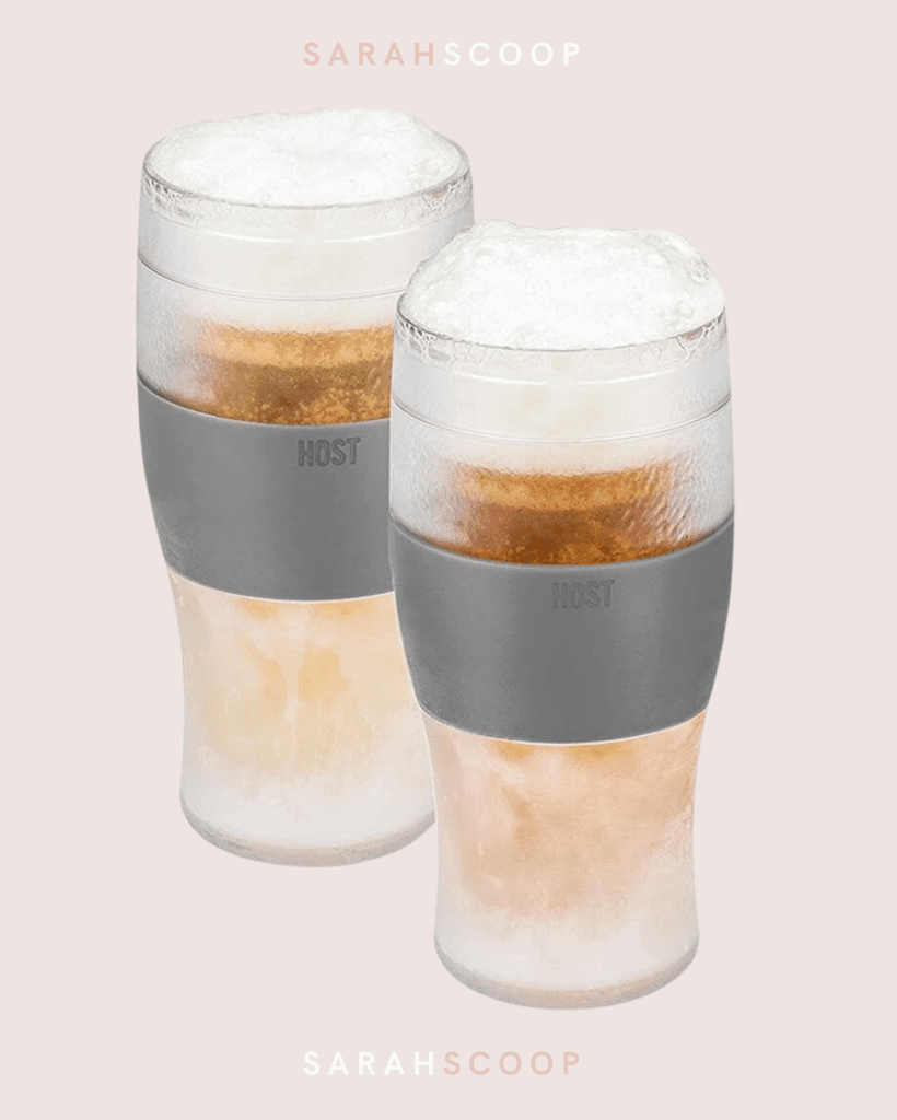 Chilling beer mug set of 2, with grey chilling core