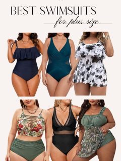 six best swimsuits for plus size in various colors and styles
