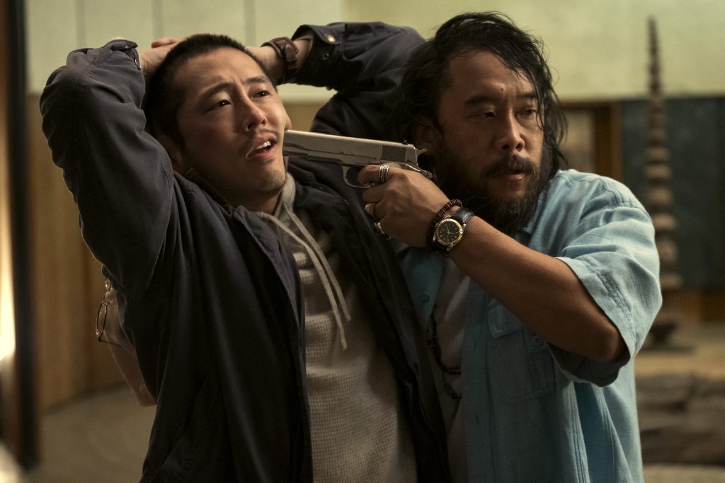 Beef. (L to R) Steven Yeun as Danny, David Choe as Isaac in episode 109 of Beef.