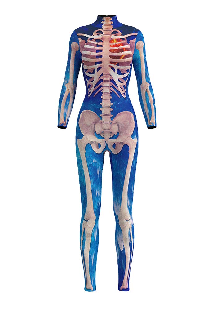 Honeystore Women's Skeleton Print Jumpsuit Costume
