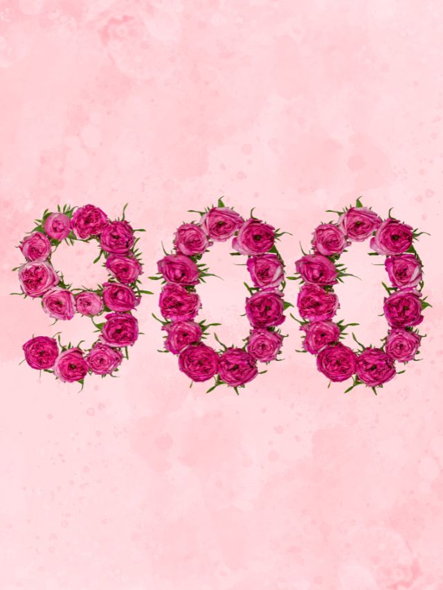 Pink roses with the number 900 on a pink background.