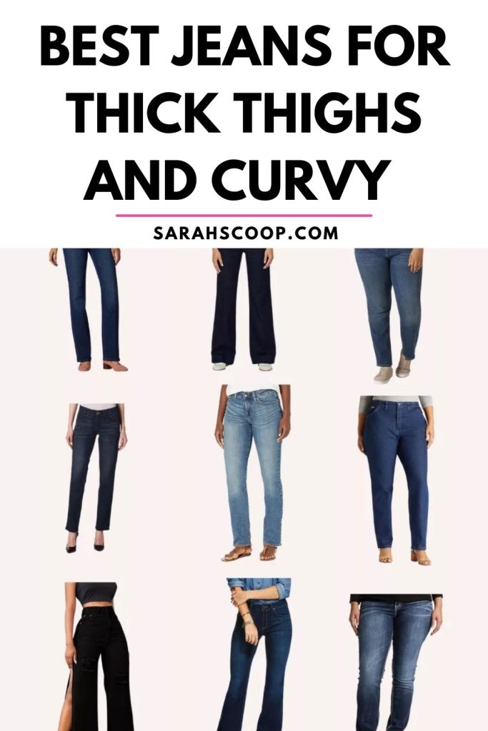 Best jeans for thick thighs and curvy Pinterest image