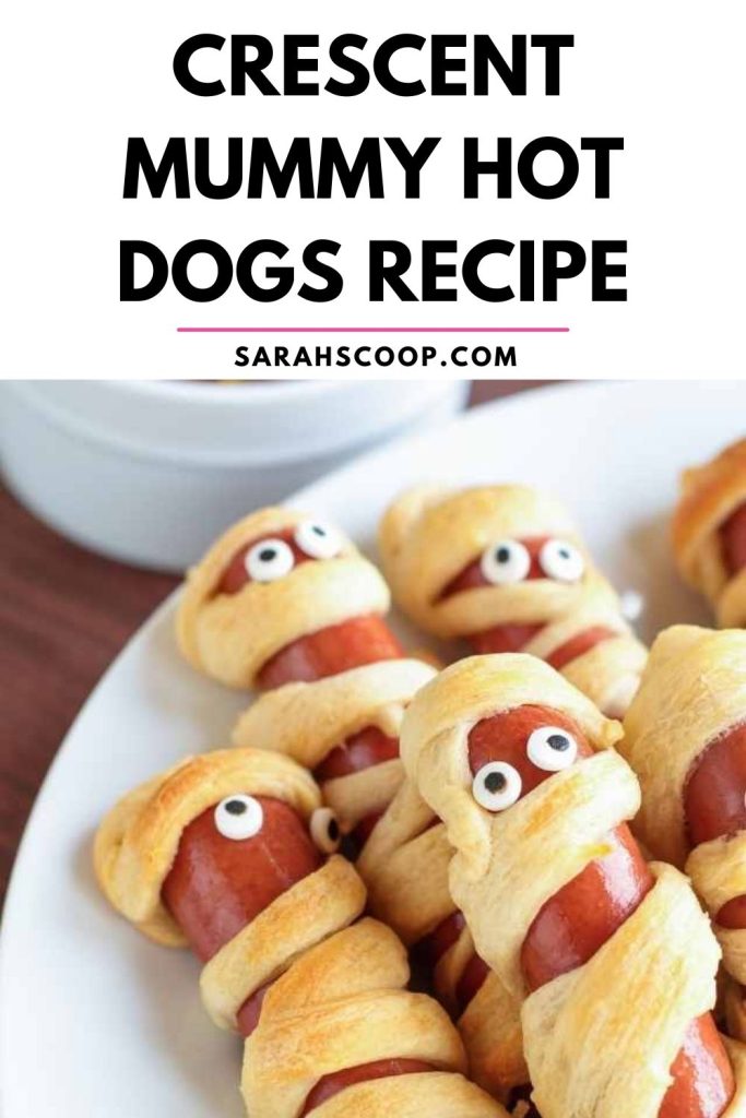 Crescent mummy hot dogs recipe Pinterest image