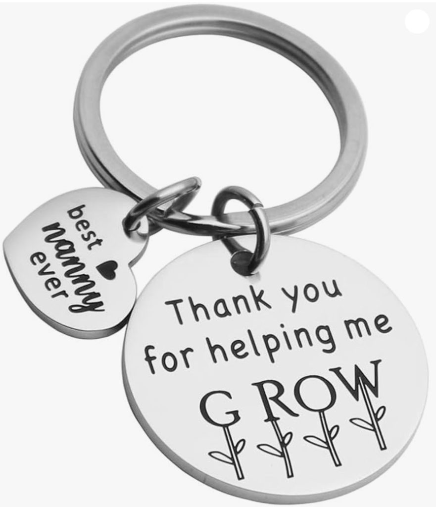Best Christmas gift for nanny: thank you keychain.