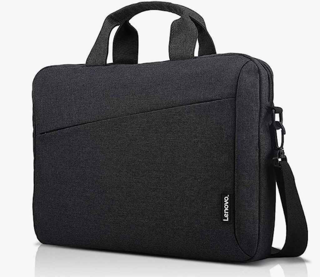 A black laptop bag for gifts at Christmas.