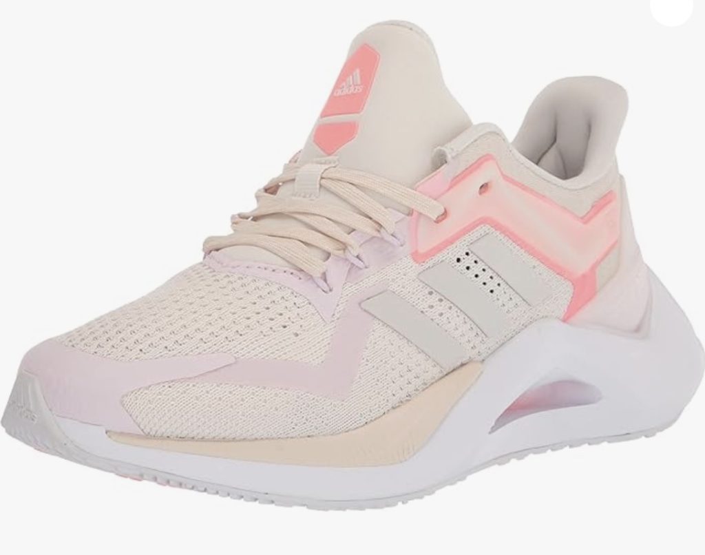 The best women's running shoe in white and pink by adidas.
