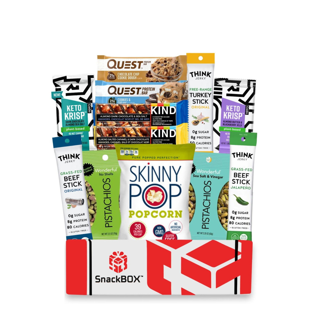 the Sandbox skinny pop snack box. Packed with delicious, low-carb snacks, 