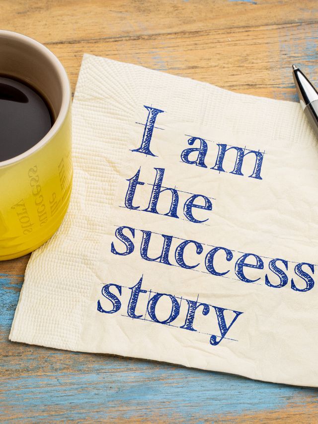 A napkin with the words i am the success story on it.