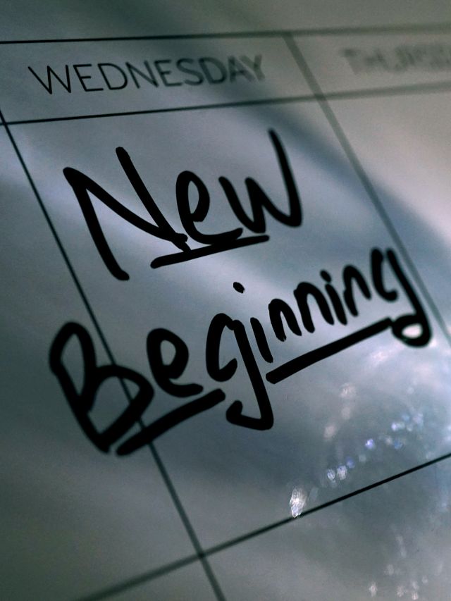 A calendar with the word new beginning written on it.