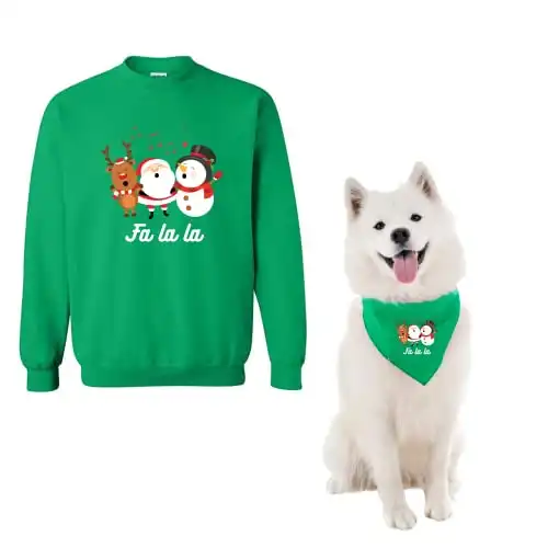Fa La La Matching Dog Bandana and Sweater