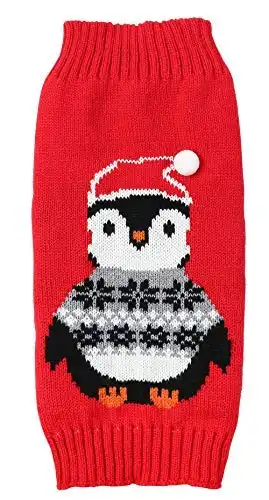 Penguin Red Christmas Holiday Festive Dog Sweater