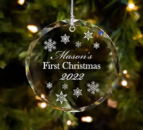 Personalized Crystal First Christmas Ornament