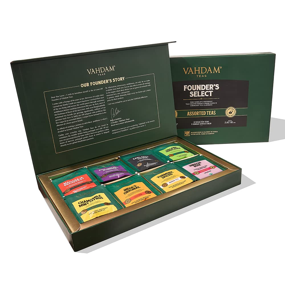 A green box of tea, perfect for Christmas gift ideas for elderly parents.