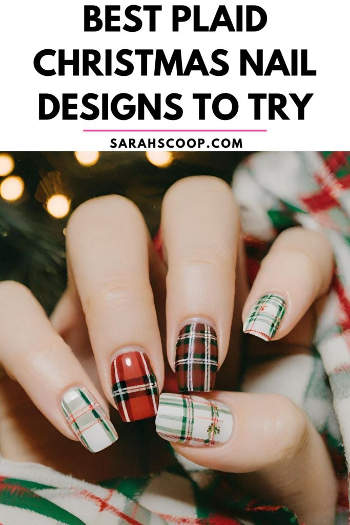 Best plaid christmas designs nails to try.