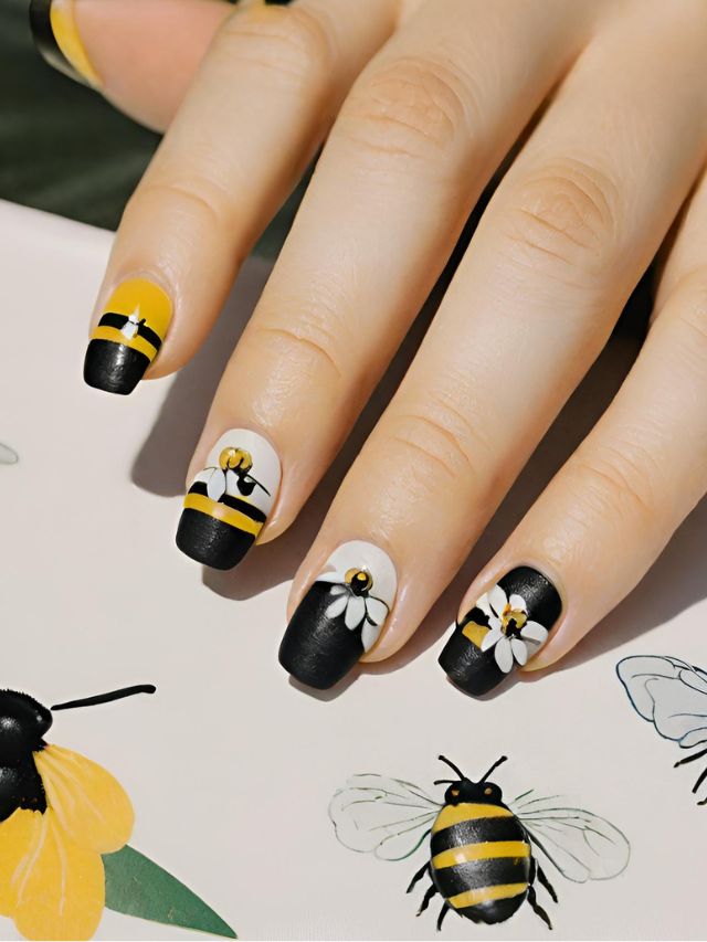 105+ Best Bumble Bee Nail Designs and Ideas to Try in 2024