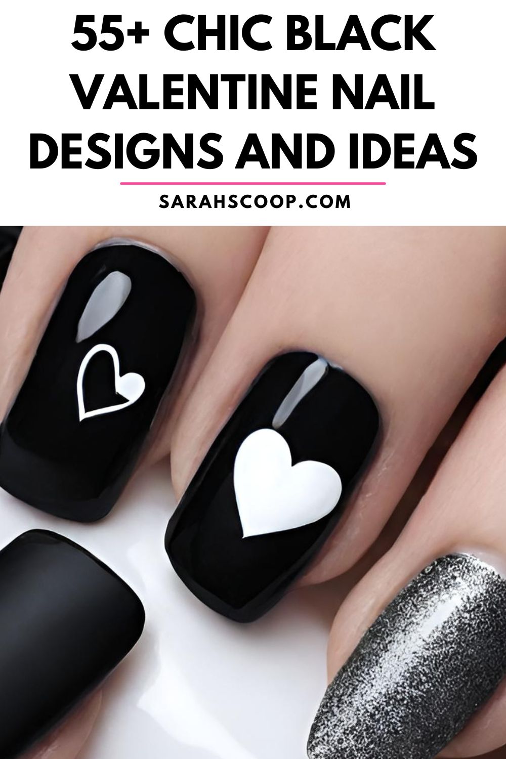 55+ Chic Black Valentine Nail Designs and Ideas