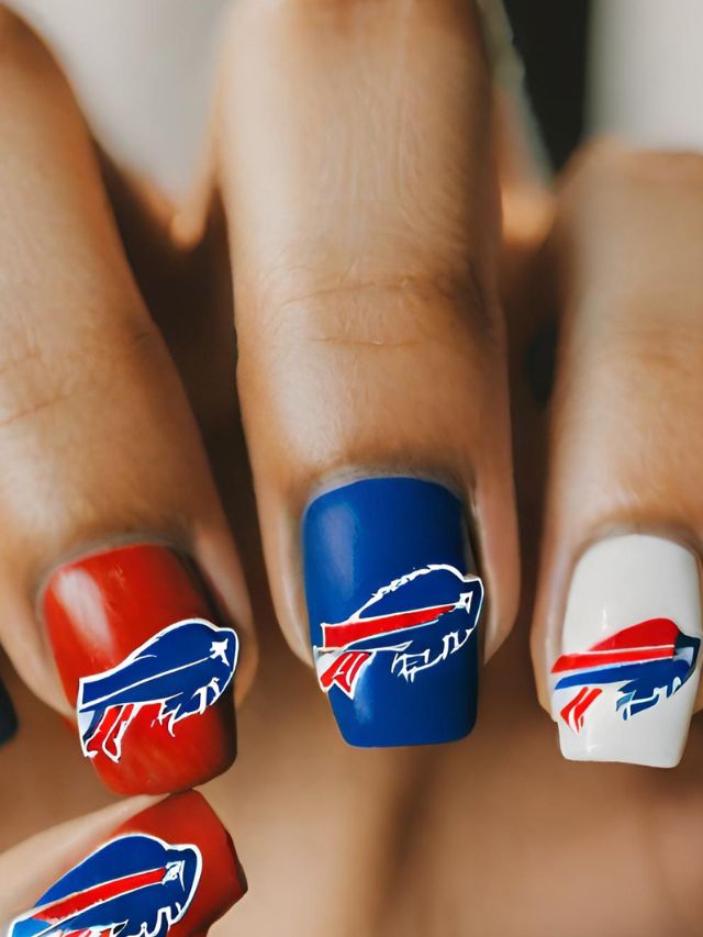 25+ Buffalo Bills Nail Designs and Football Nail Art Ideas