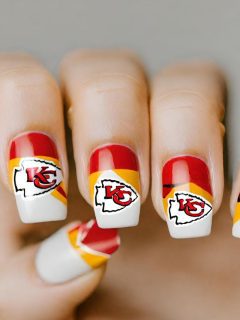 Kansas City Chiefs nail art designs.