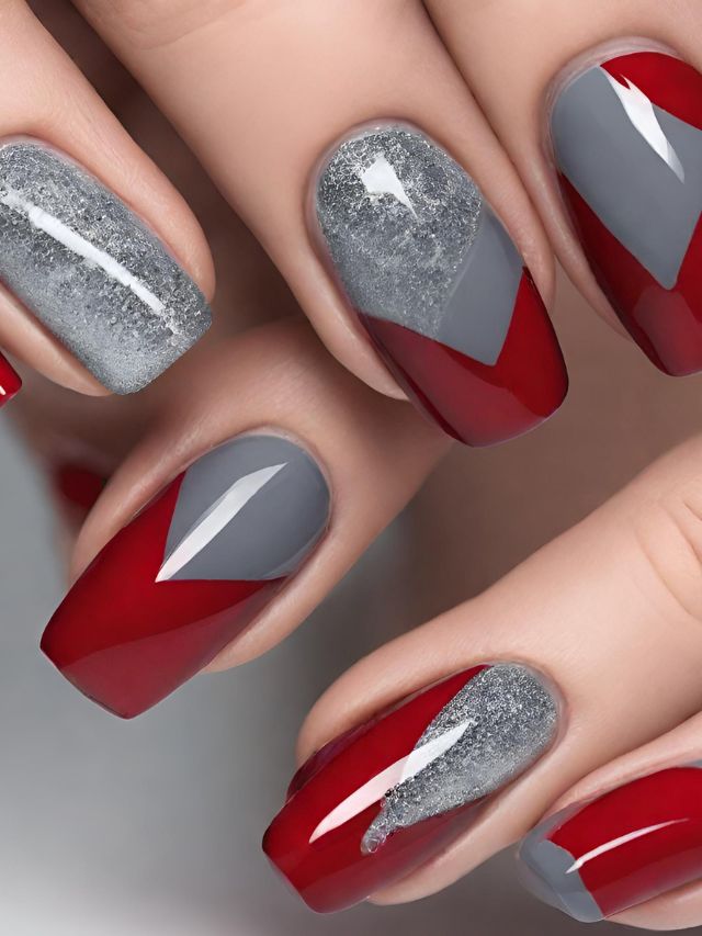 115+ Trendy Red and Gray Nail Designs to Try