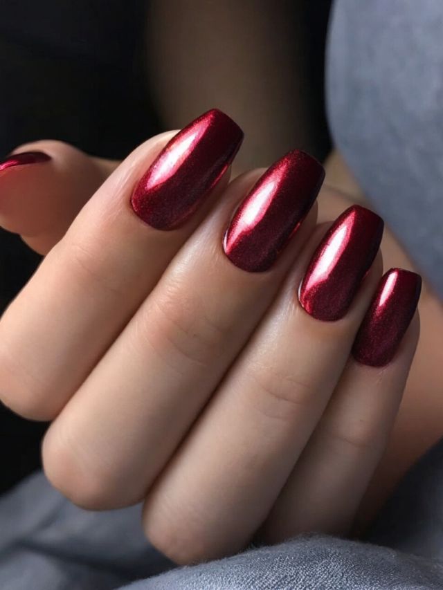 A woman's hand with gorgeous red nail polish.