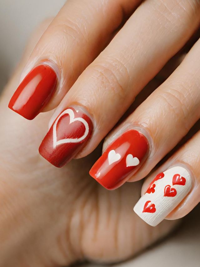 52 Valentine's Day Nail Art Designs & Ideas 2023 : Lovely Heart Nails