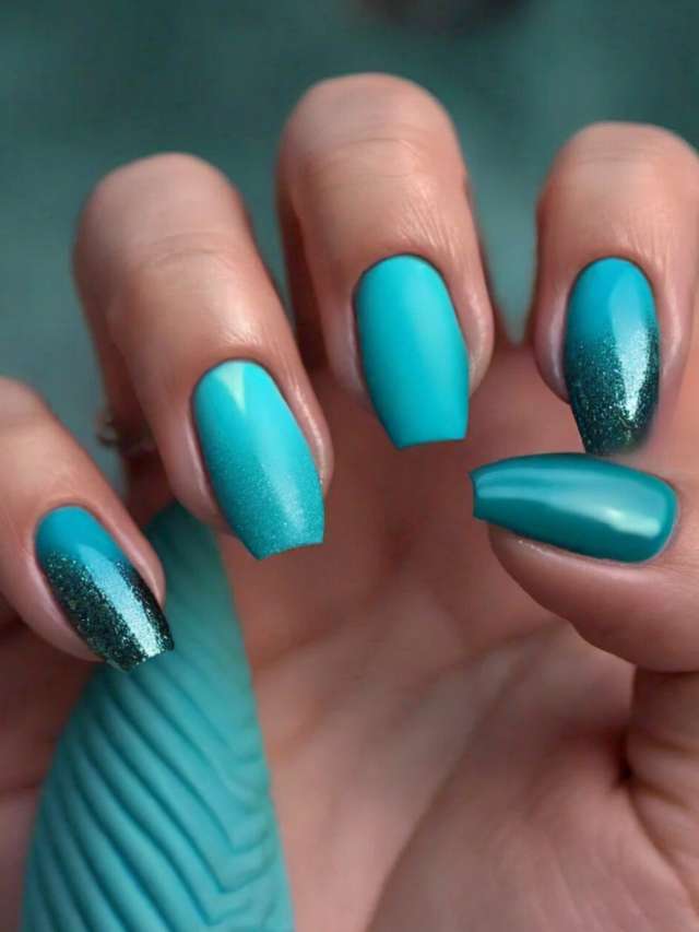 365 Days of Color: teal and black ombre | Black ombre nails, Teal nails,  Ombre nails