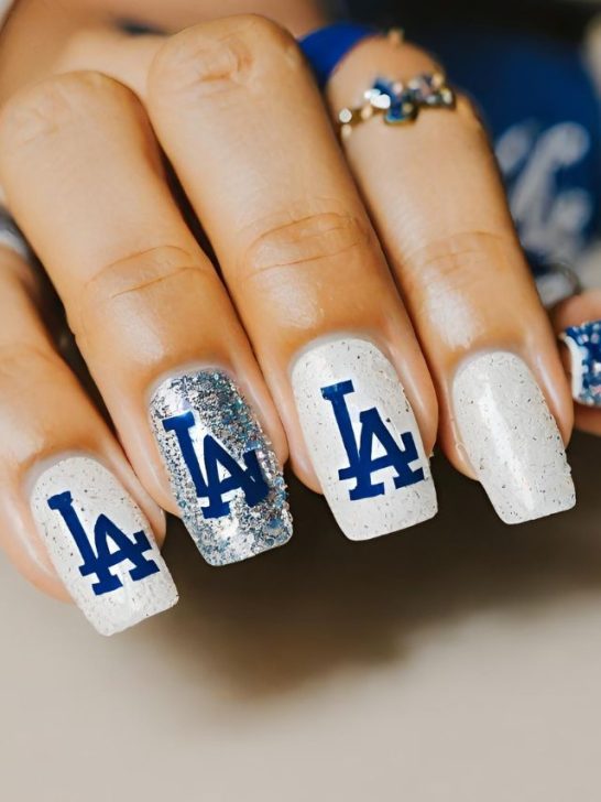 Los Angeles Dodgers nail design for fans of the team.