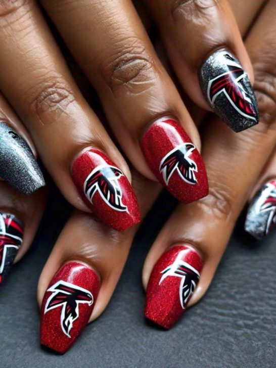 Atlanta Falcons nail design.