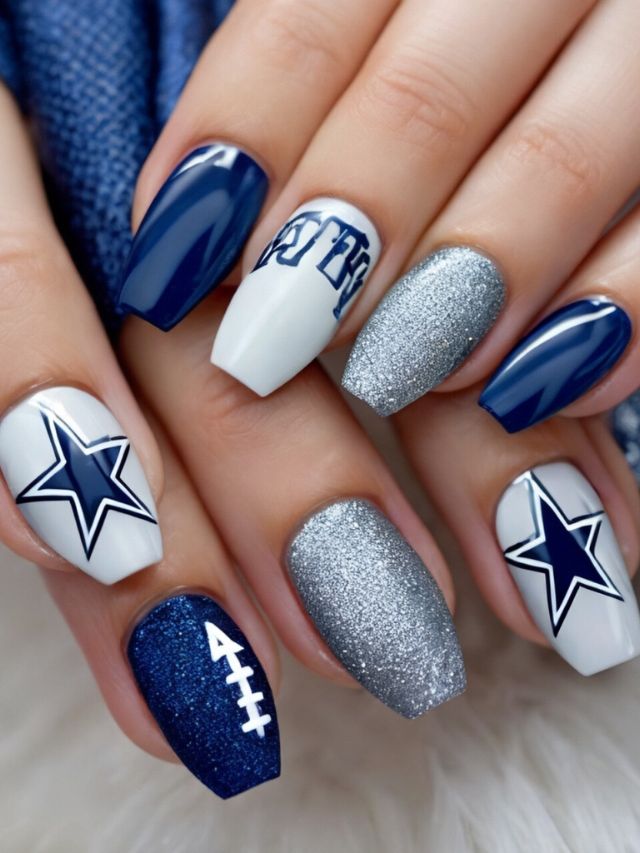 35+ Dallas Cowboys Nail Designs and Ideas