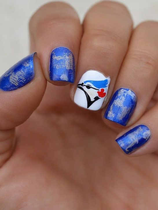 Toronto blue jays nail art.