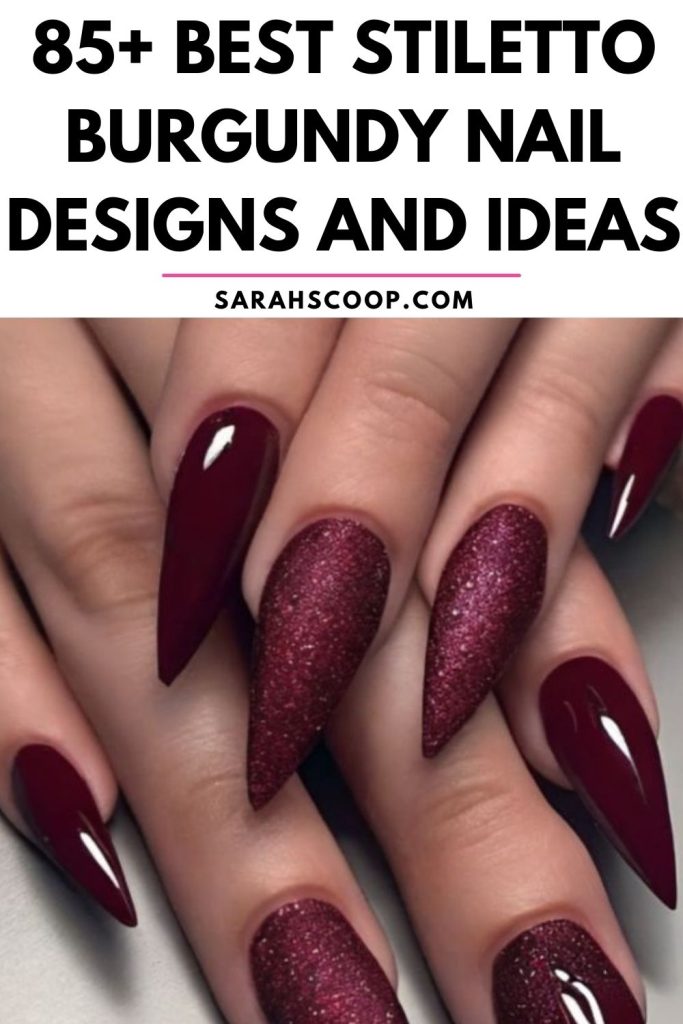 Explore the top 85 stiletto burgundy nail designs that are both trendy and stylish.