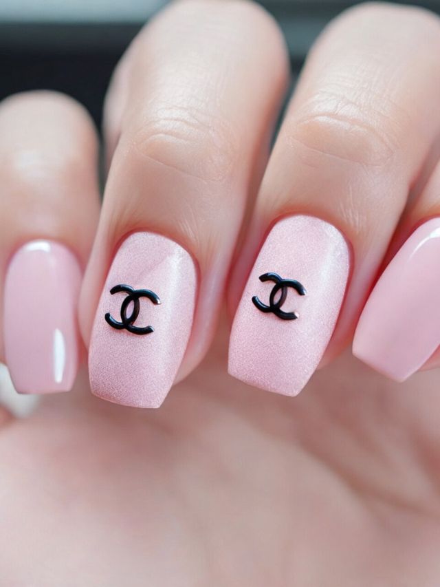 Chanel nail art with cute fall toe nail designs.